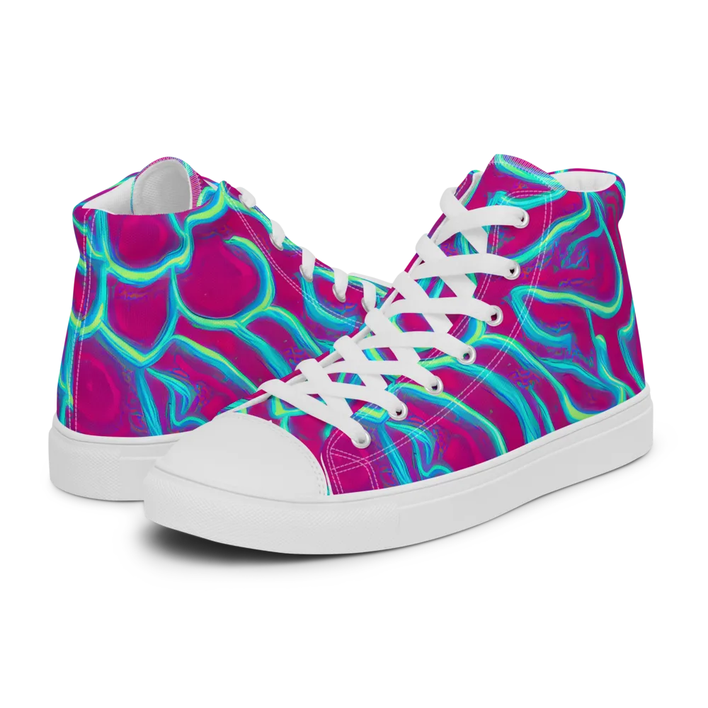 Neon Flux on Men's High Top Canvas Shoes — Left