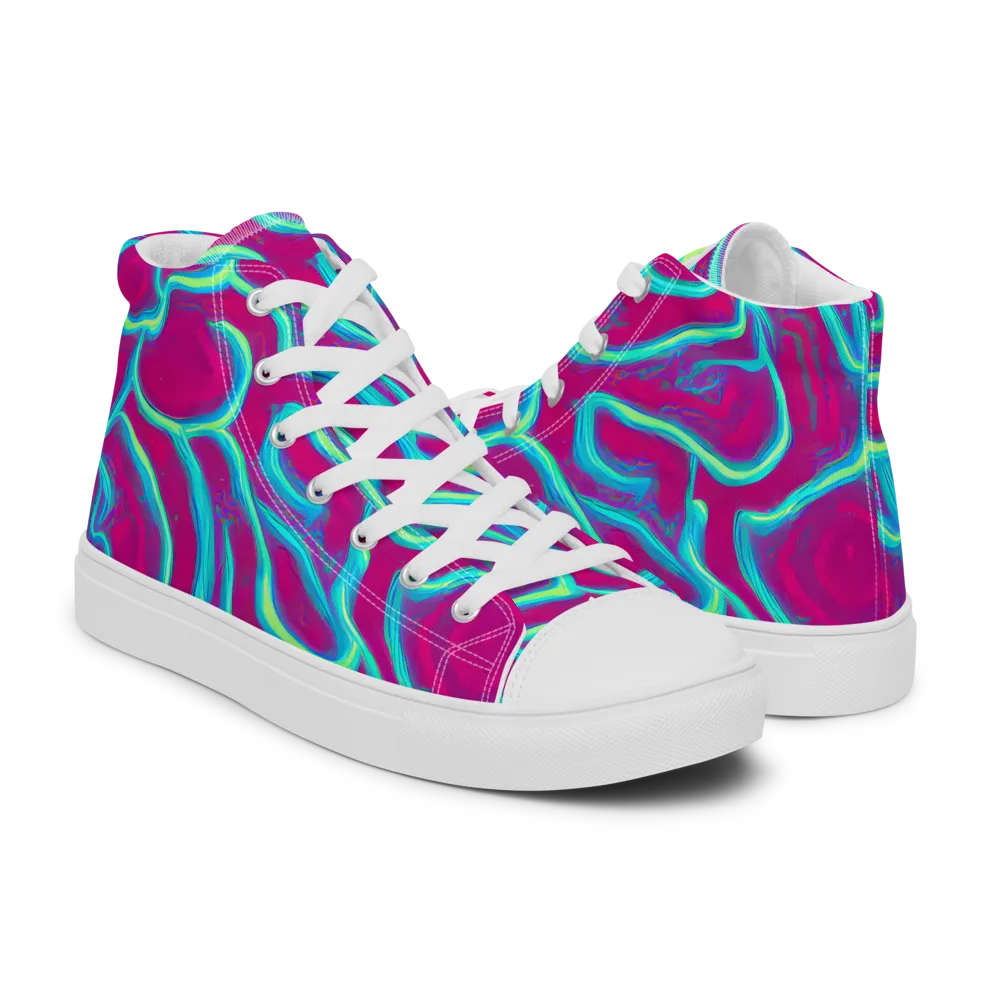 Neon Flux on Men's High Top Canvas Shoes — Right