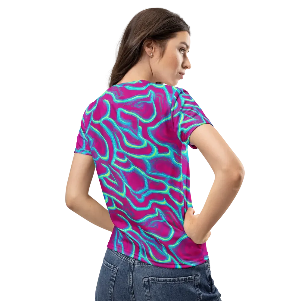 Neon Flux on Women's Crew Neck T-Shirt — Back