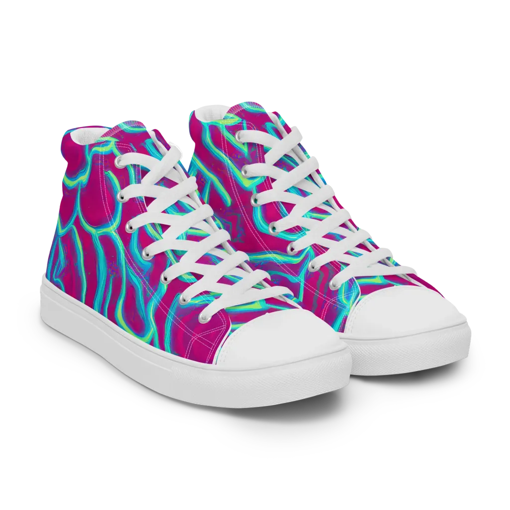 Neon Flux on Women's High Top Canvas Shoes — Right Front