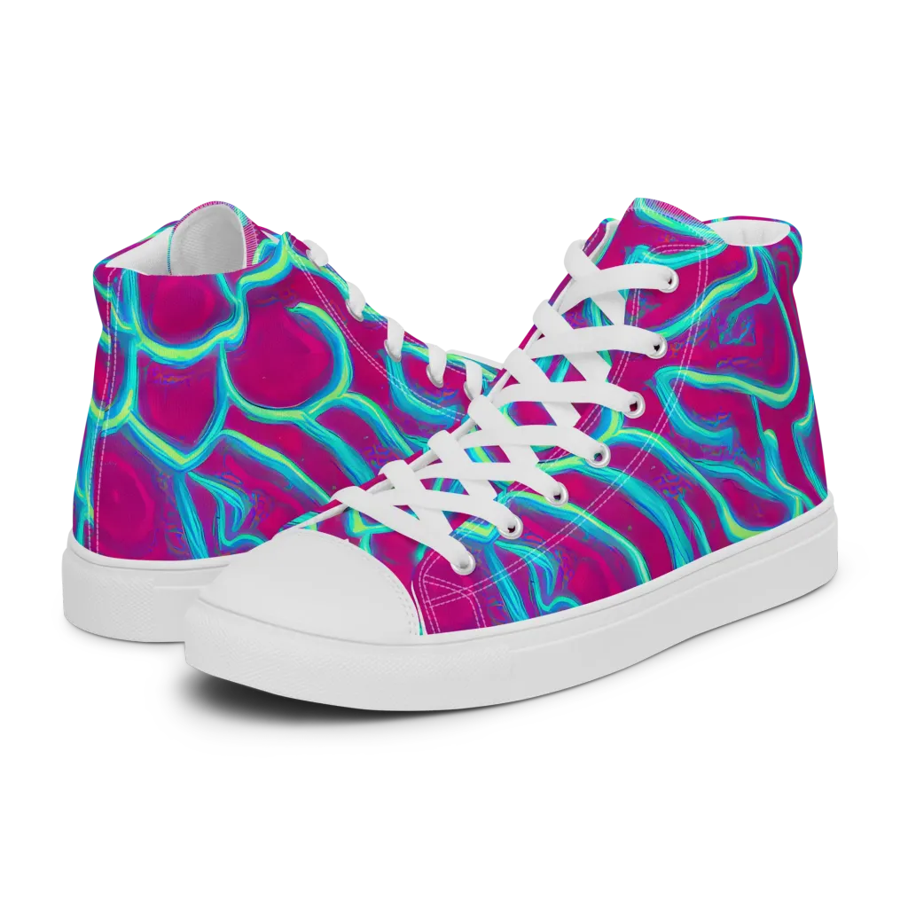 Neon Flux on Women's High Top Canvas Shoes — Left