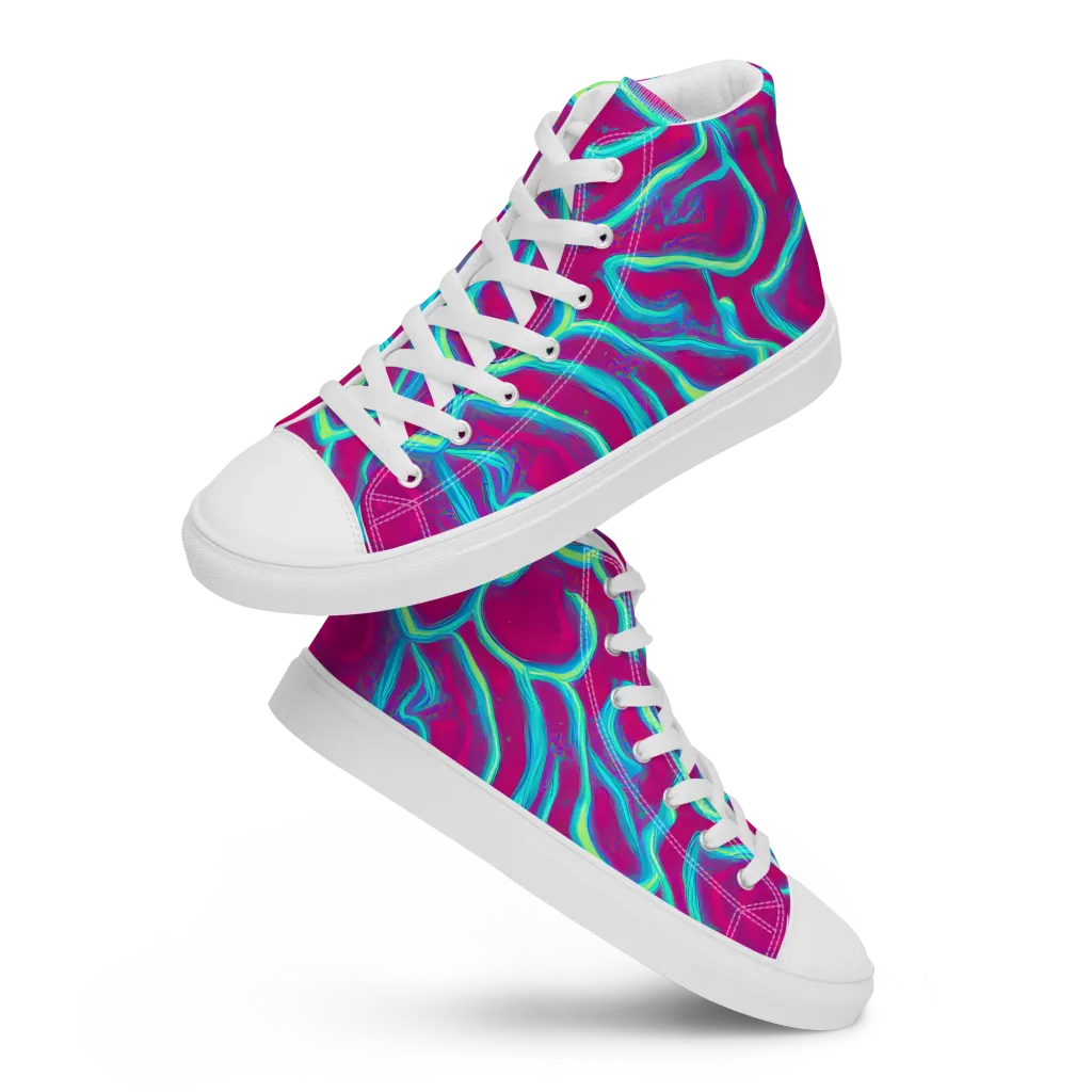 Neon Flux on Women's High Top Canvas Shoes — Front