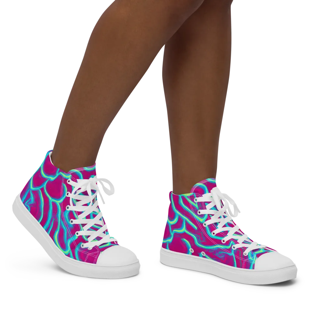 Neon Flux on Women's High Top Canvas Shoes — Right