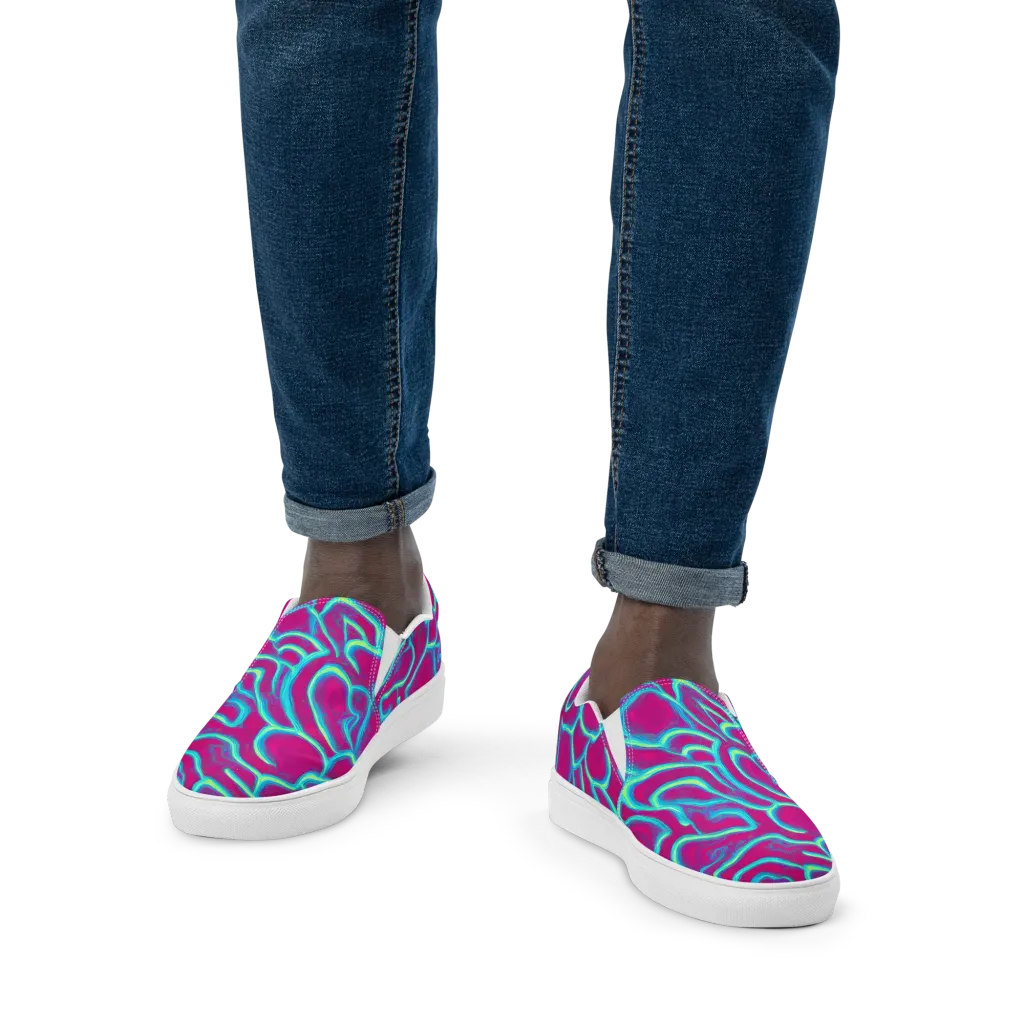 Neon Flux on Men's Slip-On Canvas Shoes — Front