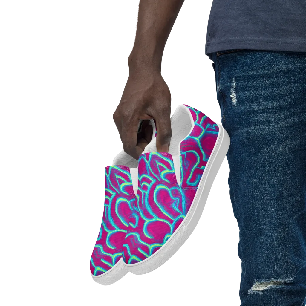 Neon Flux on Men's Slip-On Canvas Shoes — Left Front