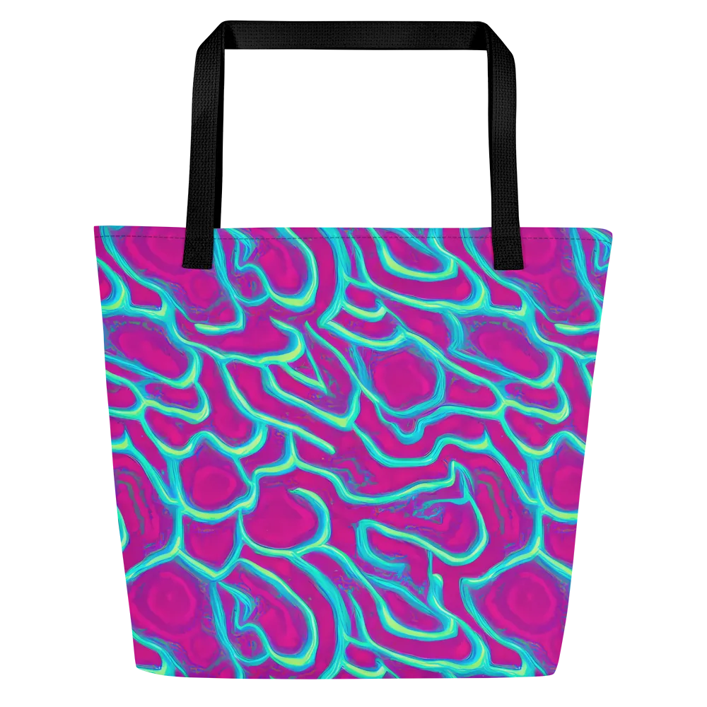 Neon Flux on Large Tote Bag W/ Pocket — Front