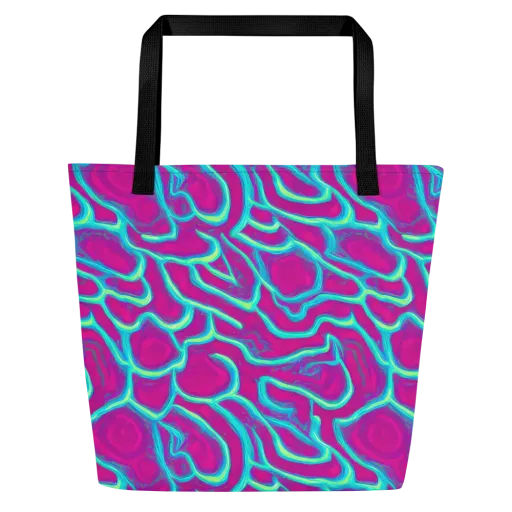 Neon Flux on a Large Tote Bag W/ Pocket