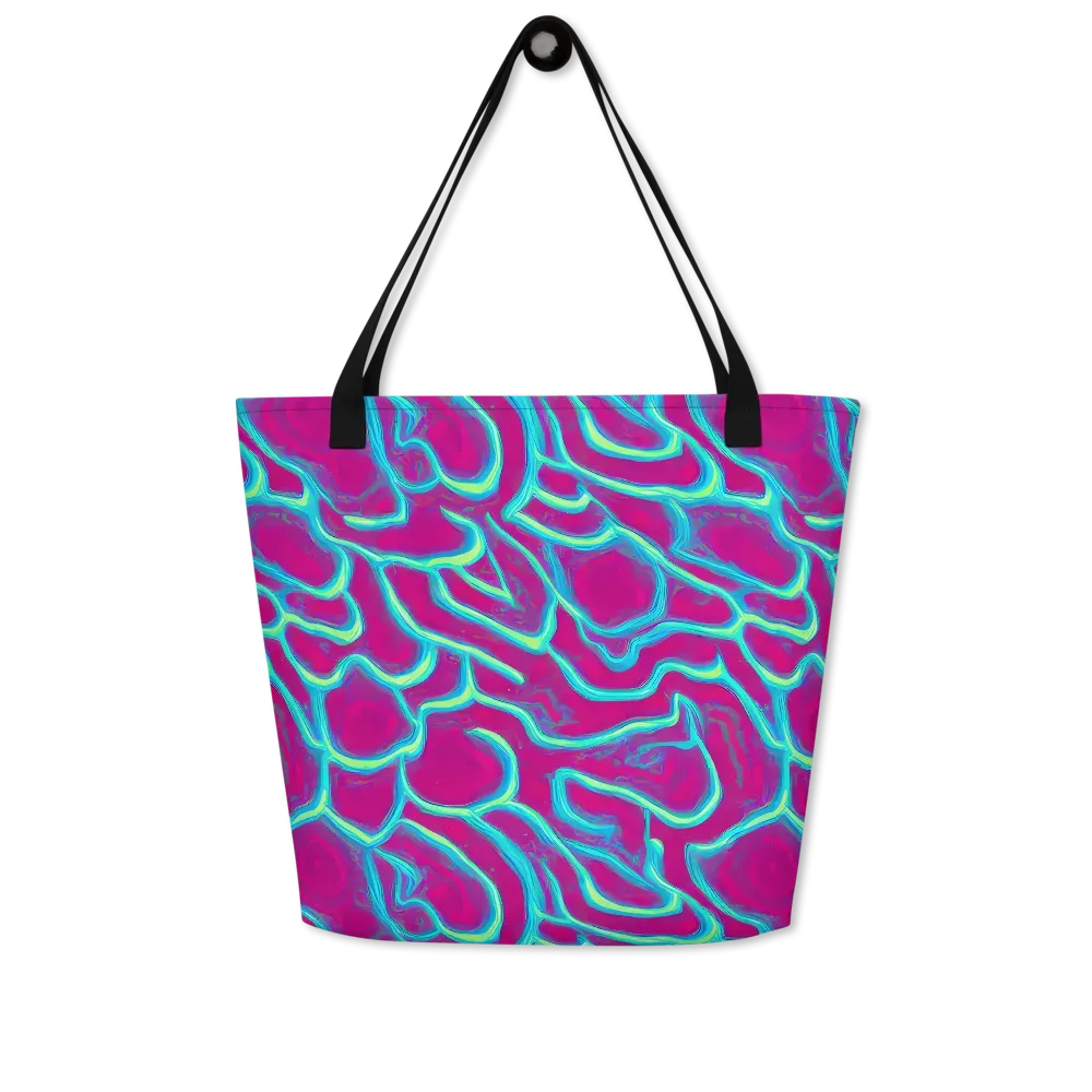 Neon Flux on Large Tote Bag W/ Pocket — Front