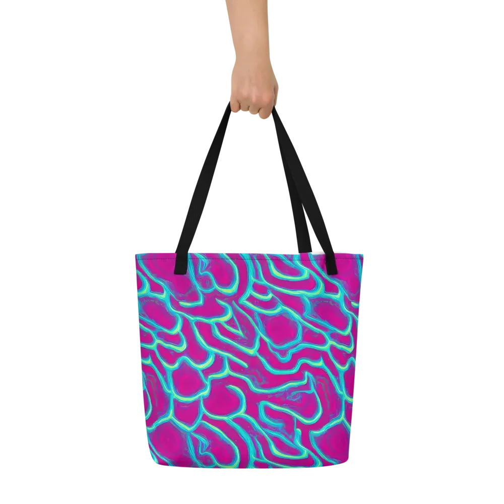 Neon Flux on Large Tote Bag W/ Pocket — Front