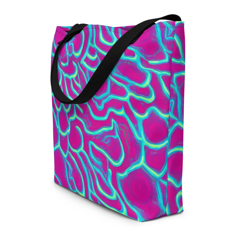 Neon Flux on Large Tote Bag W/ Pocket — Front