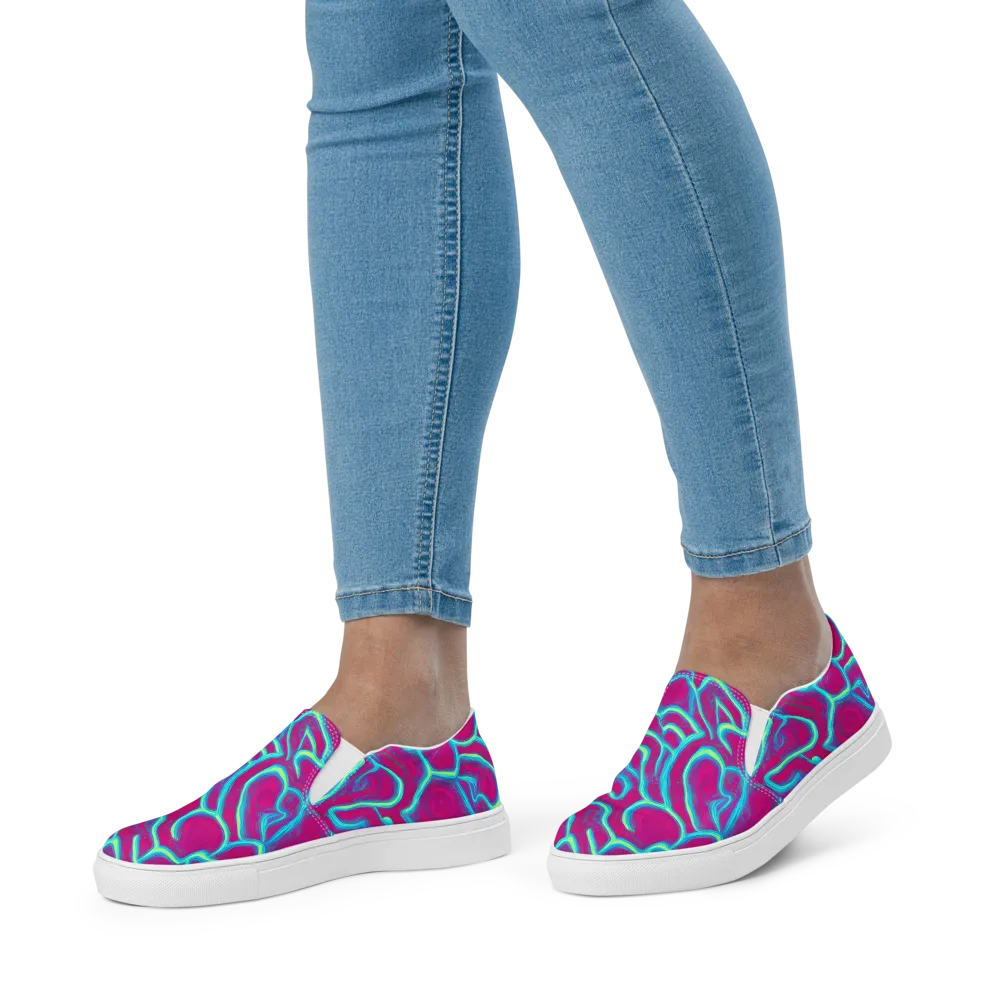 Neon Flux on Women's Slip-On Canvas Shoes — Front