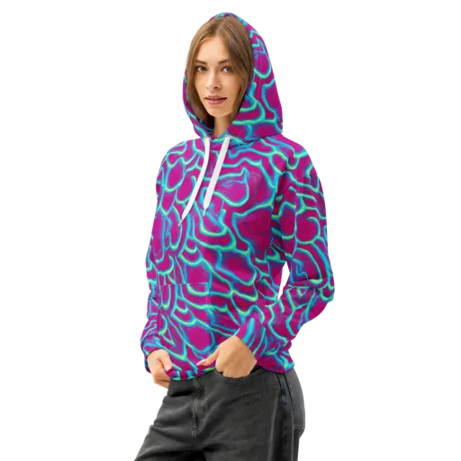 Neon Flux on a Cotton Hoodie