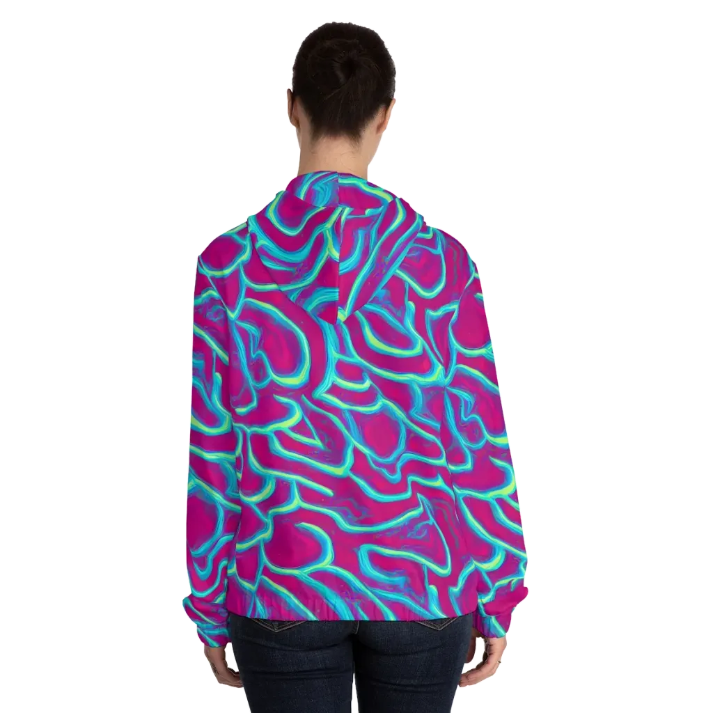 Neon Flux on Women's Full-Zip Hoodie — Back On Person