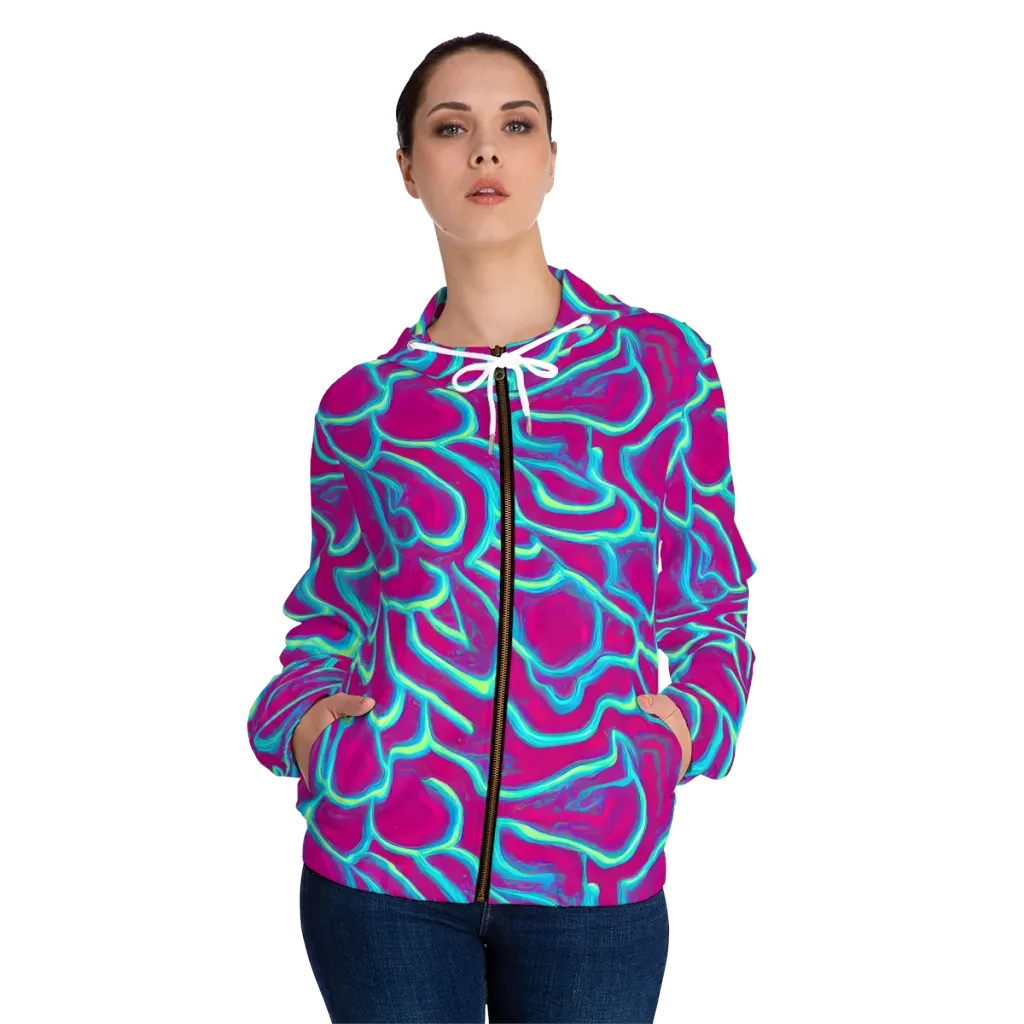 Neon Flux on Women's Full-Zip Hoodie — Front On Person