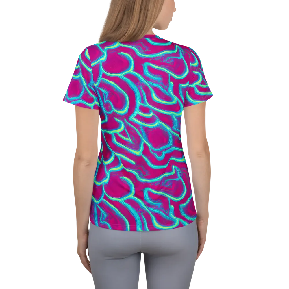 Neon Flux on Women's Athletic T-Shirt — Back