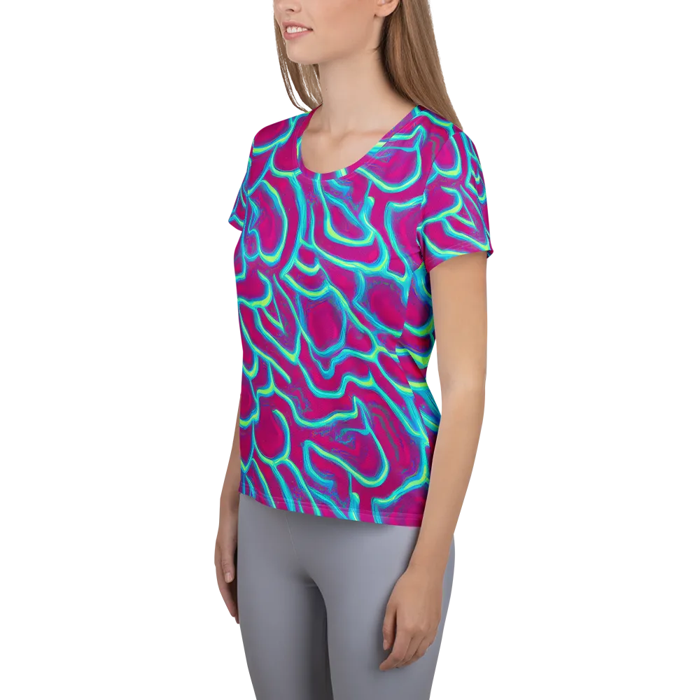 Neon Flux on Women's Athletic T-Shirt — Left