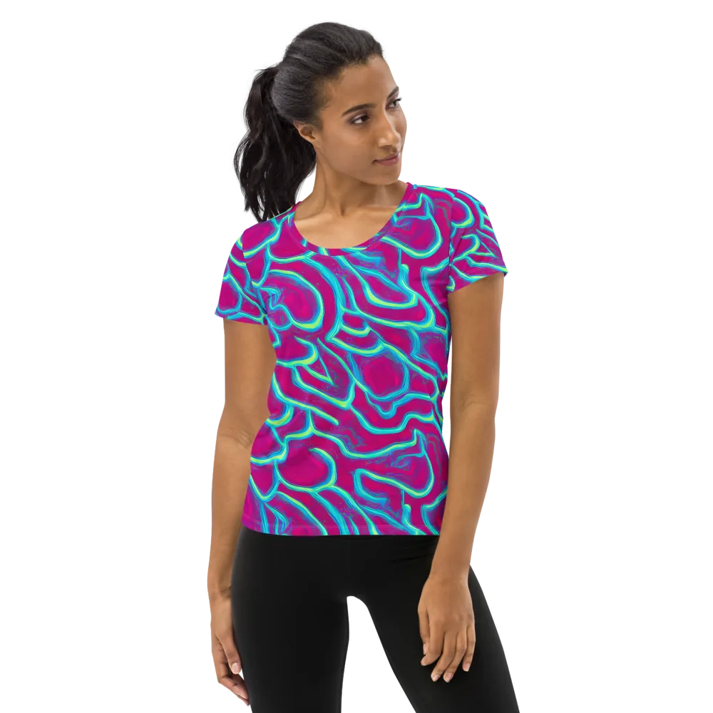 Neon Flux on Women's Athletic T-Shirt — Front