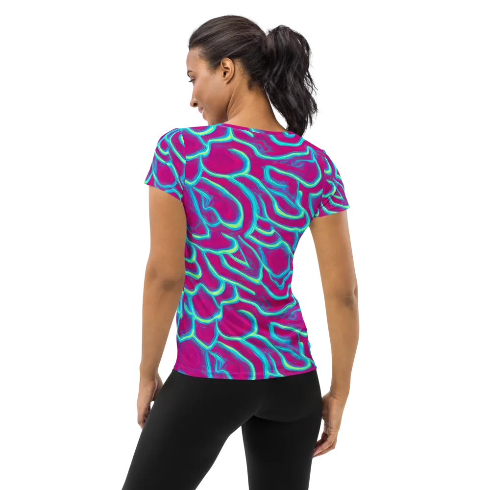 Neon Flux on Women's Athletic T-Shirt — Back
