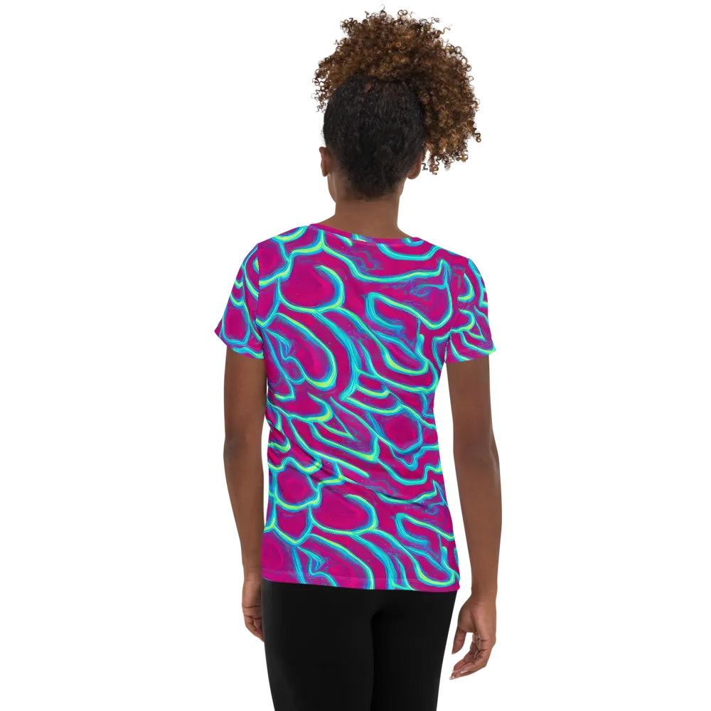Neon Flux on Women's Athletic T-Shirt — Back