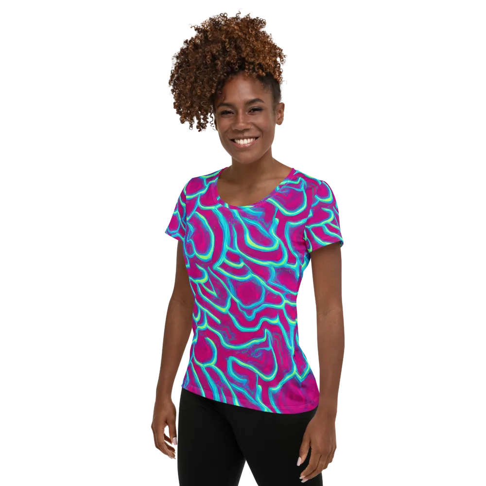 Neon Flux on Women's Athletic T-Shirt — Left
