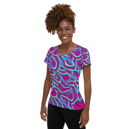 Neon Flux on a Women's Athletic T-Shirt