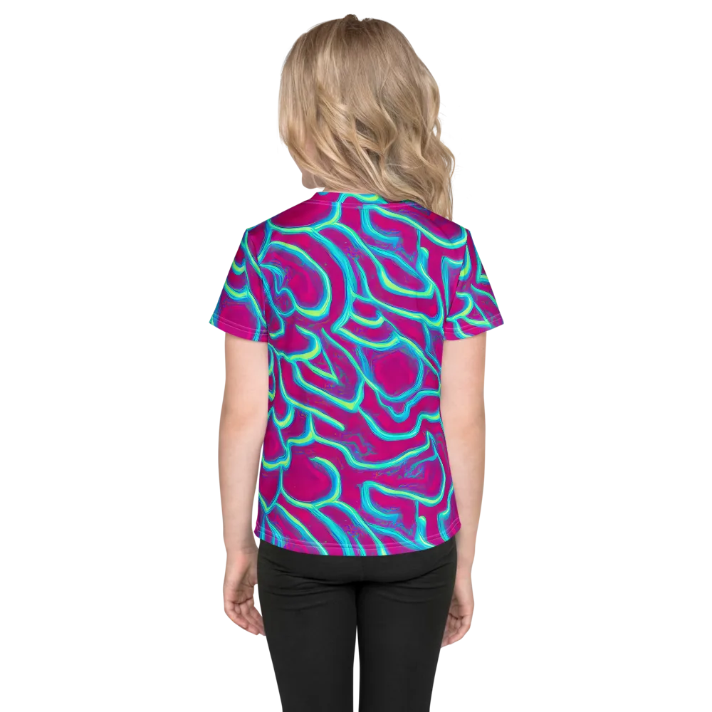 Neon Flux on Kids Crew Neck T-Shirt — Back