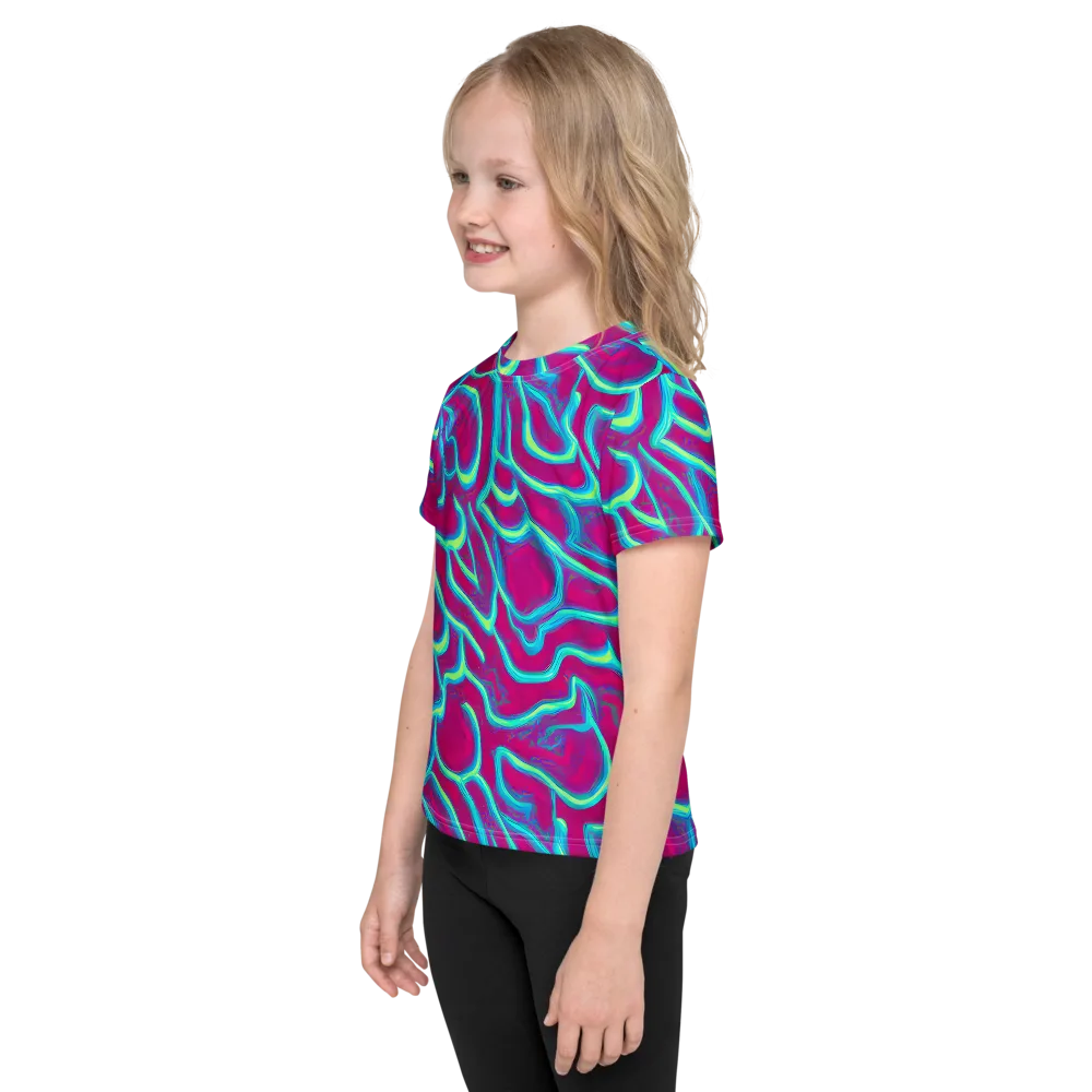 Neon Flux on Kids Crew Neck T-Shirt — Left