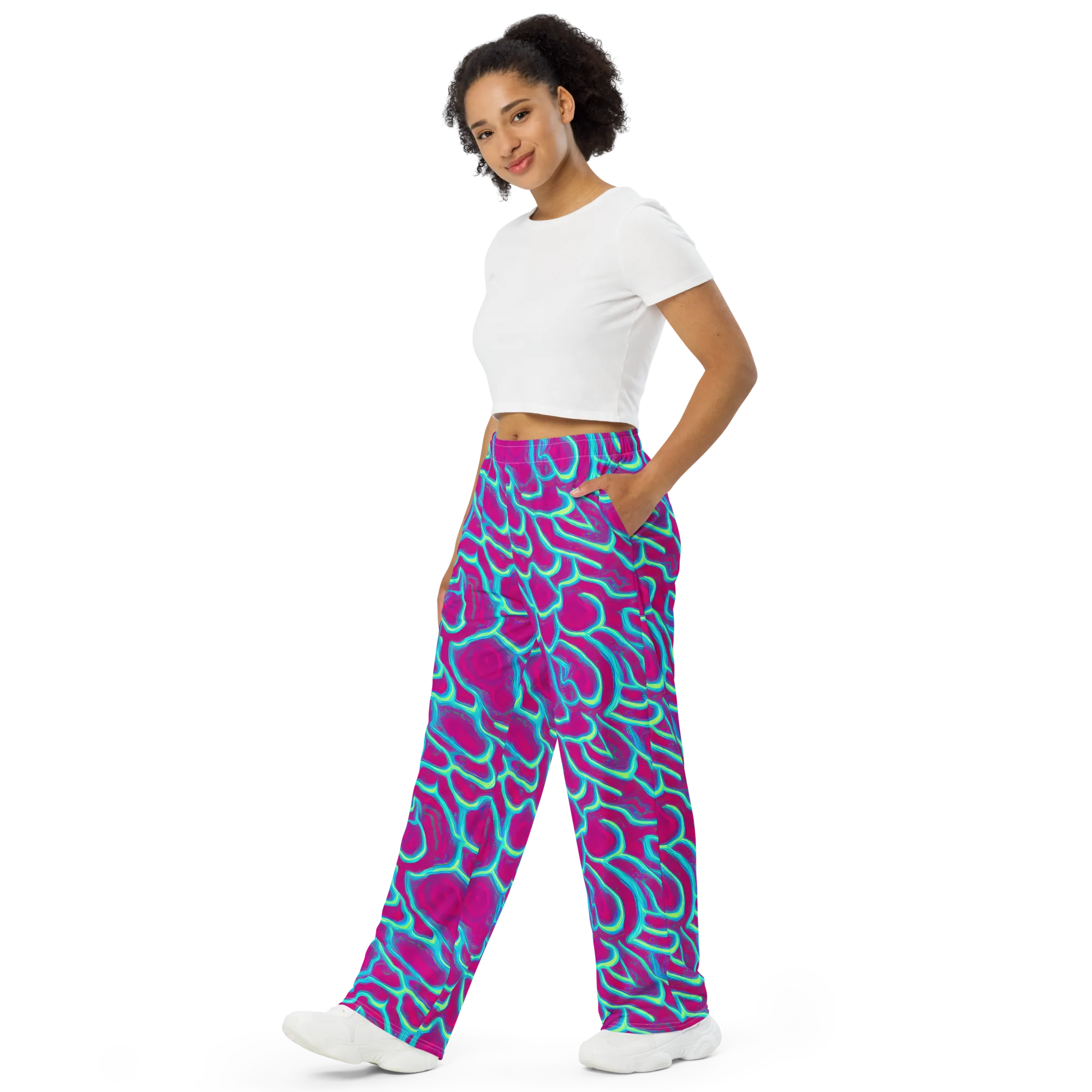 Neon Flux on Wide-Leg Pants — Left Front