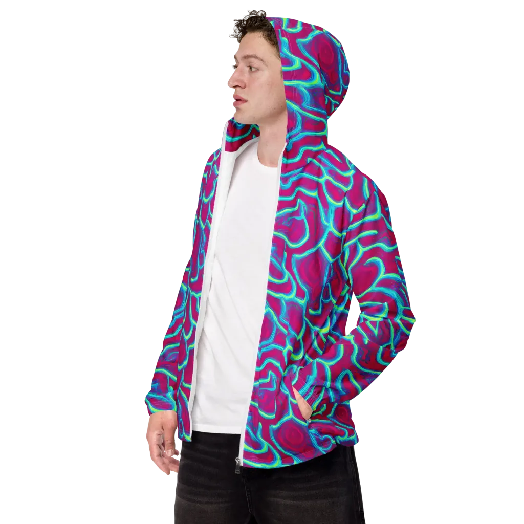 Neon Flux on Men's Windbreaker — Left Front