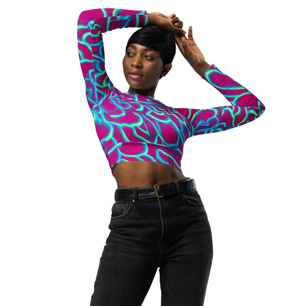 Neon Flux on Long Sleeve Crop Top — Front