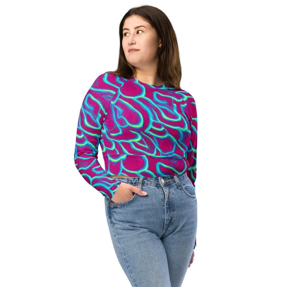 Neon Flux on Long Sleeve Crop Top — Front
