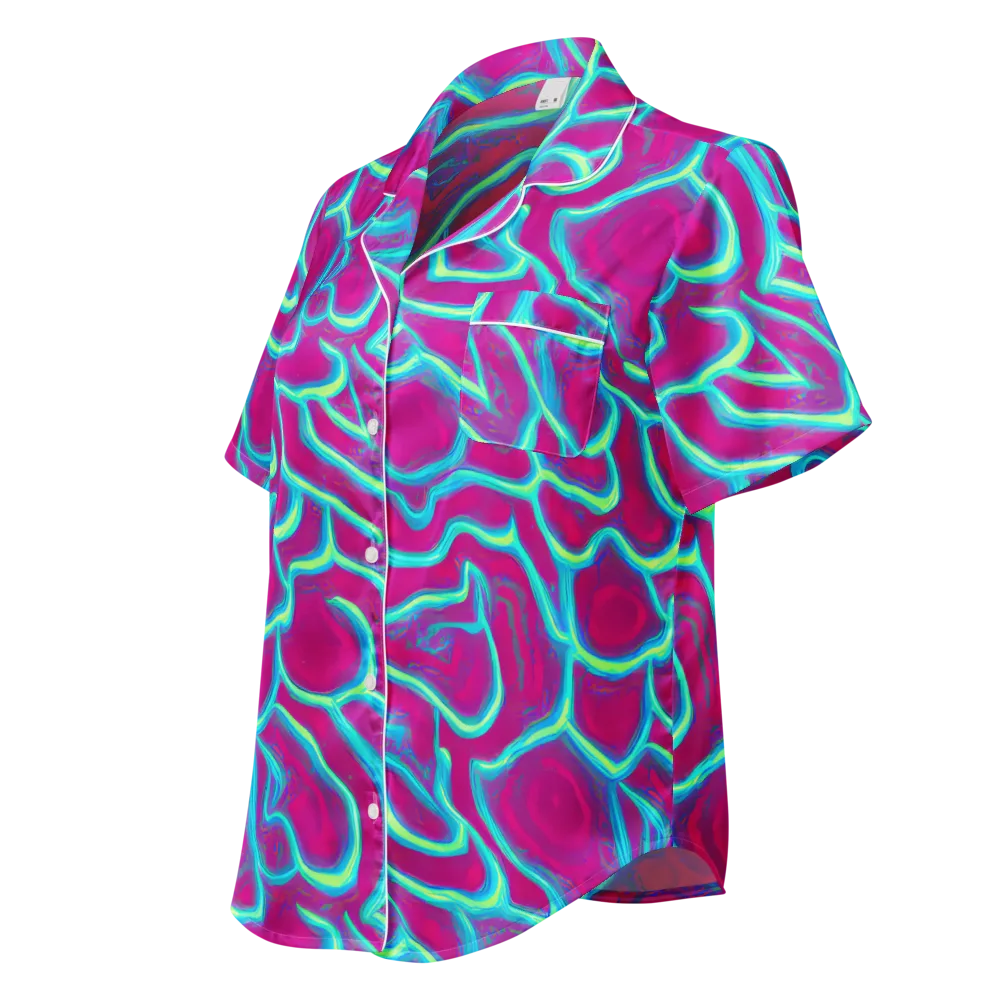 Neon Flux on Women's Short Sleeve Pajama Top — Left Front
