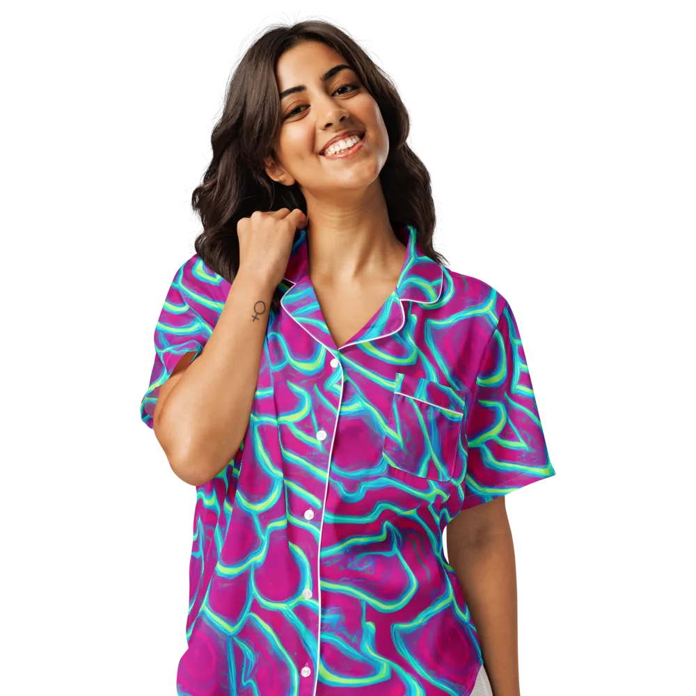 Neon Flux on Women's Short Sleeve Pajama Top — Front