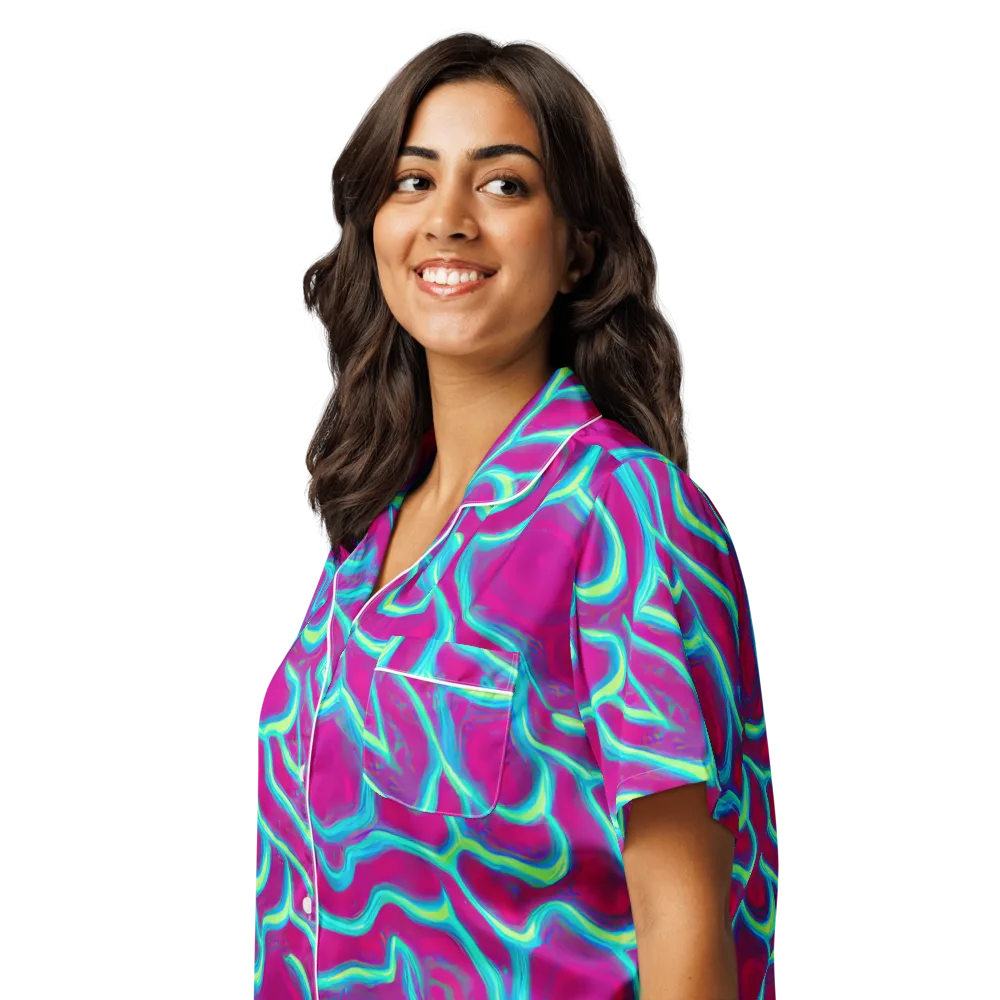 Neon Flux on Women's Short Sleeve Pajama Top — Left Front