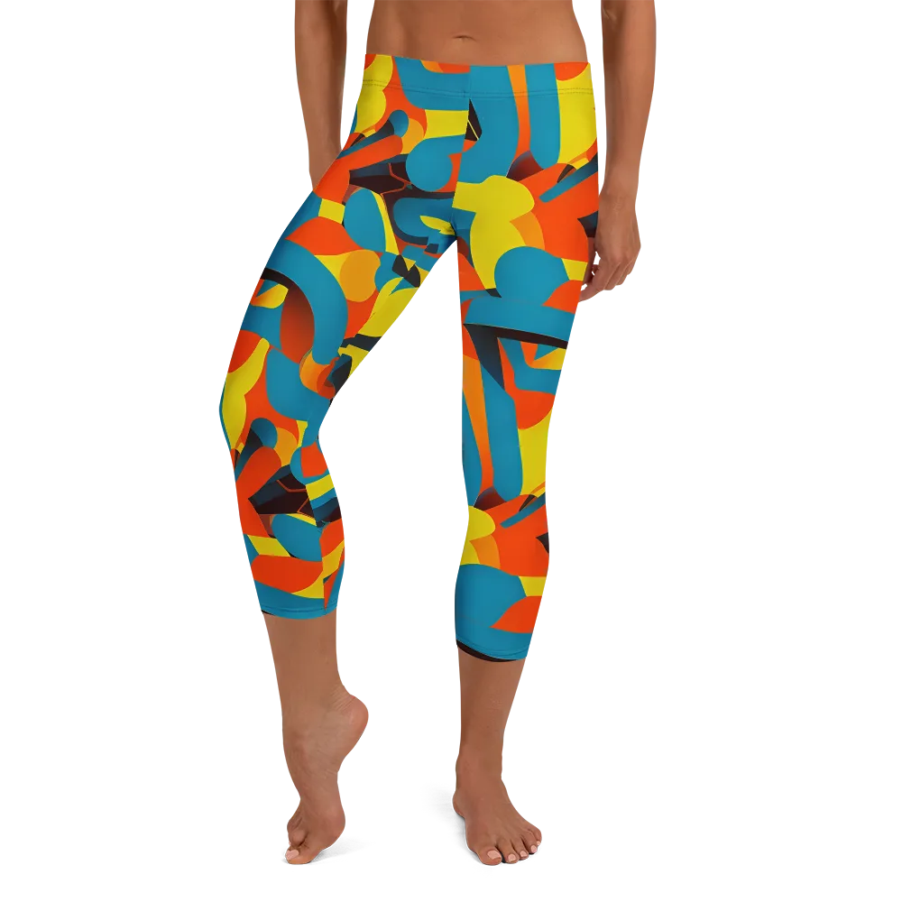 Fragmented Rhapsody on Capri Leggings — Front