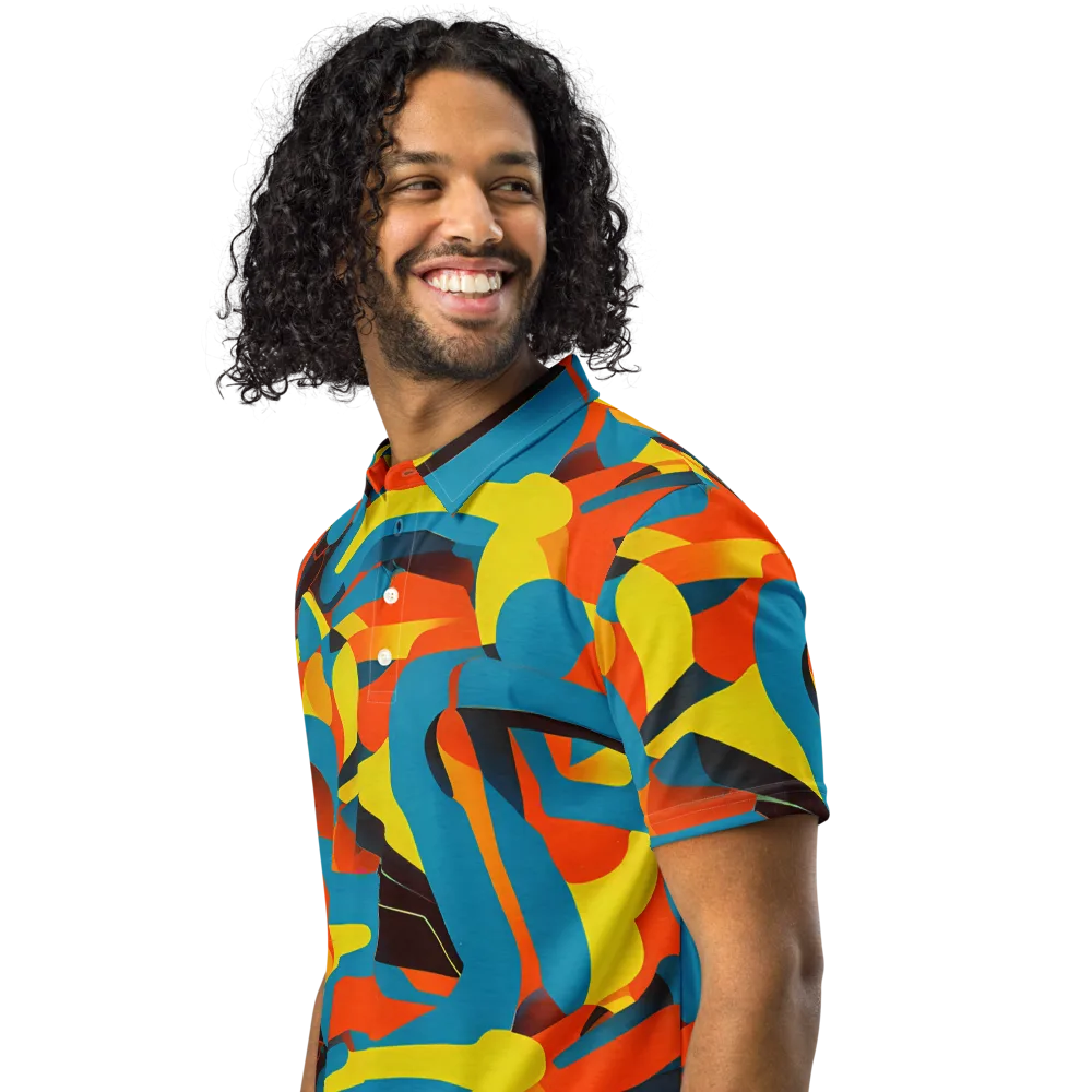 Fragmented Rhapsody on Men's Slim Fit Polo Shirt — Left Front
