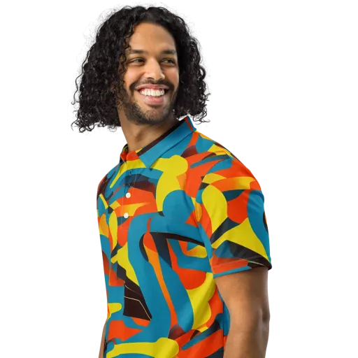 Fragmented Rhapsody on a Men's Slim Fit Polo Shirt