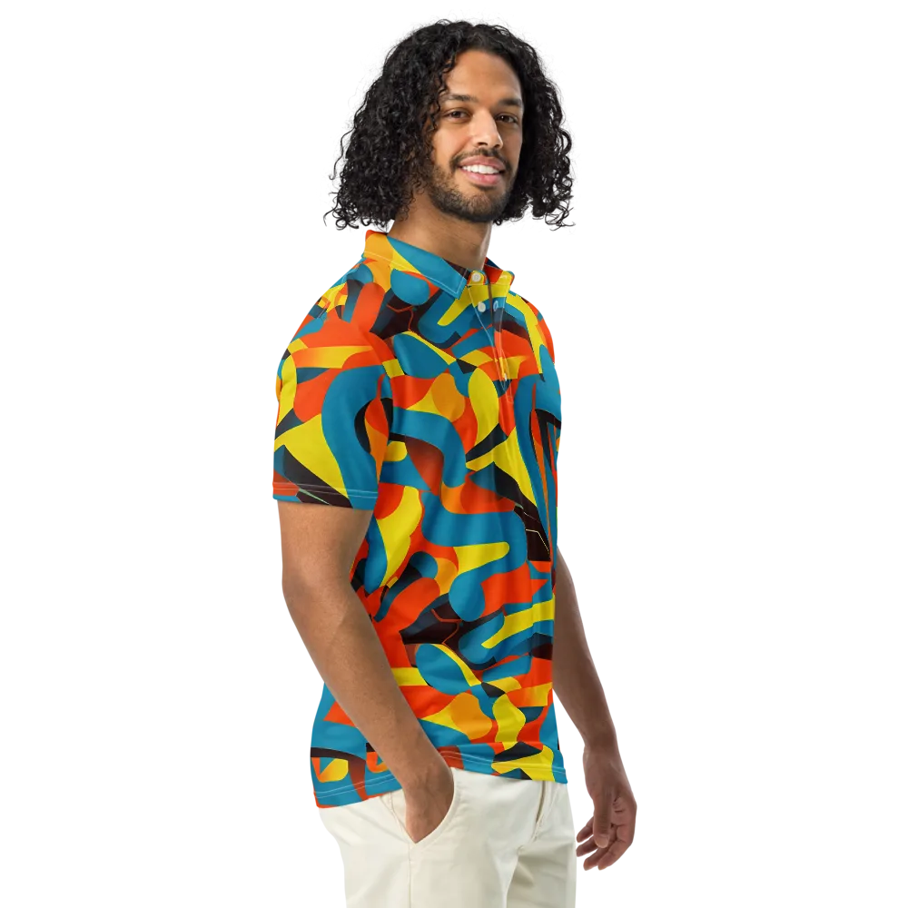 Fragmented Rhapsody on Men's Slim Fit Polo Shirt — Right Front