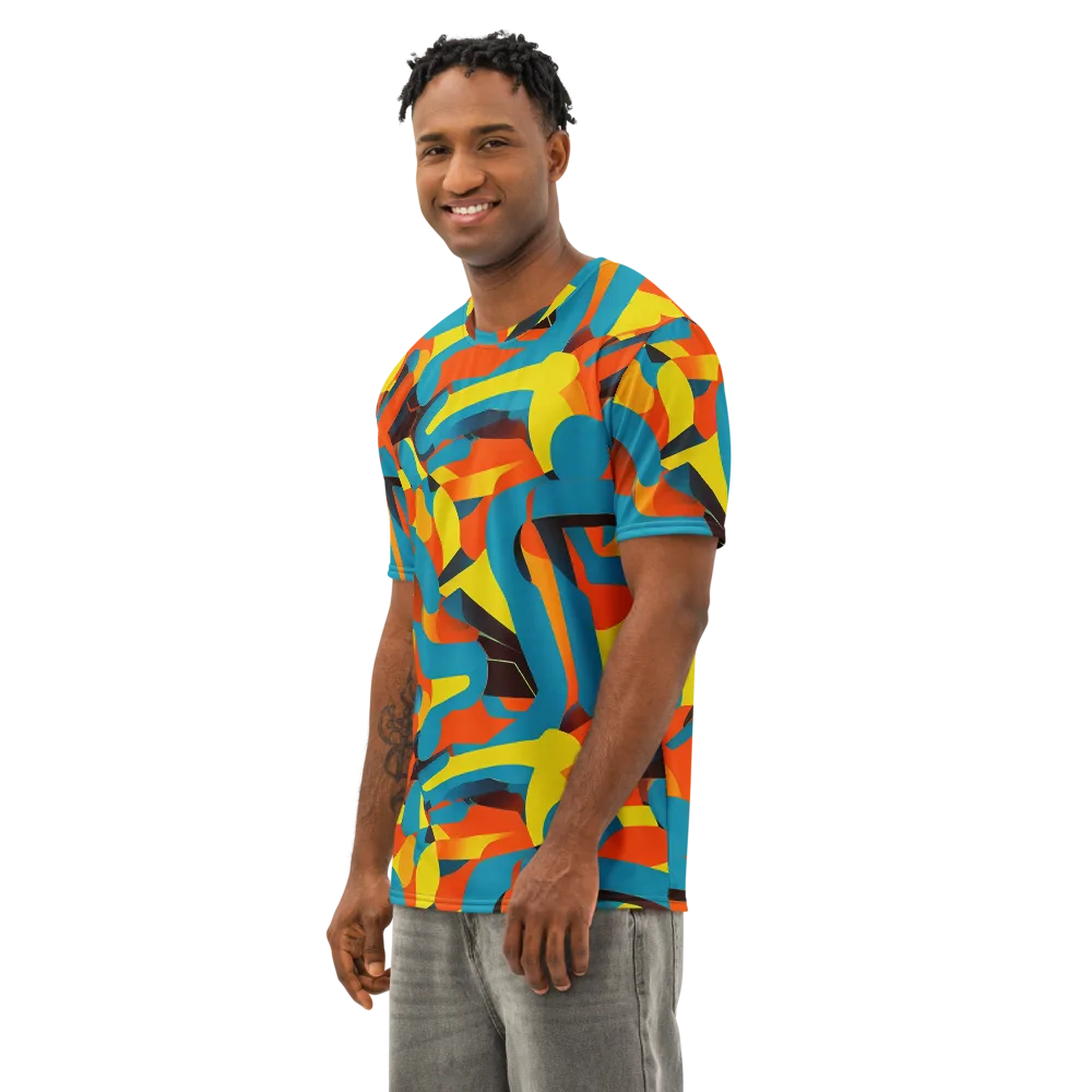Fragmented Rhapsody on Men's Cotton Crew Neck T-Shirt — Left Front