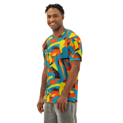 Fragmented Rhapsody on a Men's Cotton Crew Neck T-Shirt