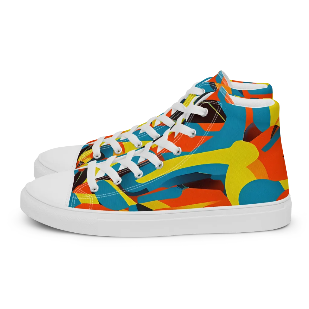 Fragmented Rhapsody on Men's High Top Canvas Shoes — Left