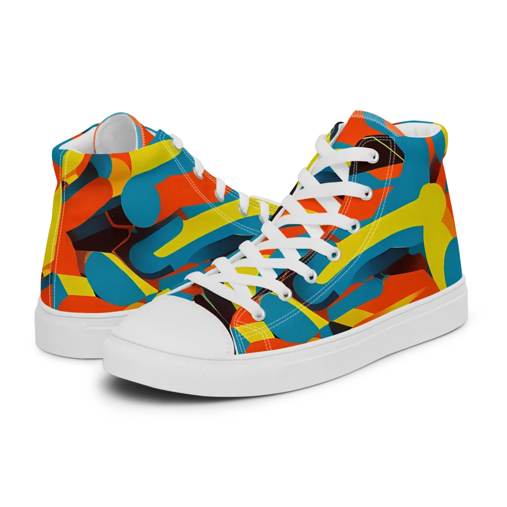 Fragmented Rhapsody on Men's High Top Canvas Shoes — Left