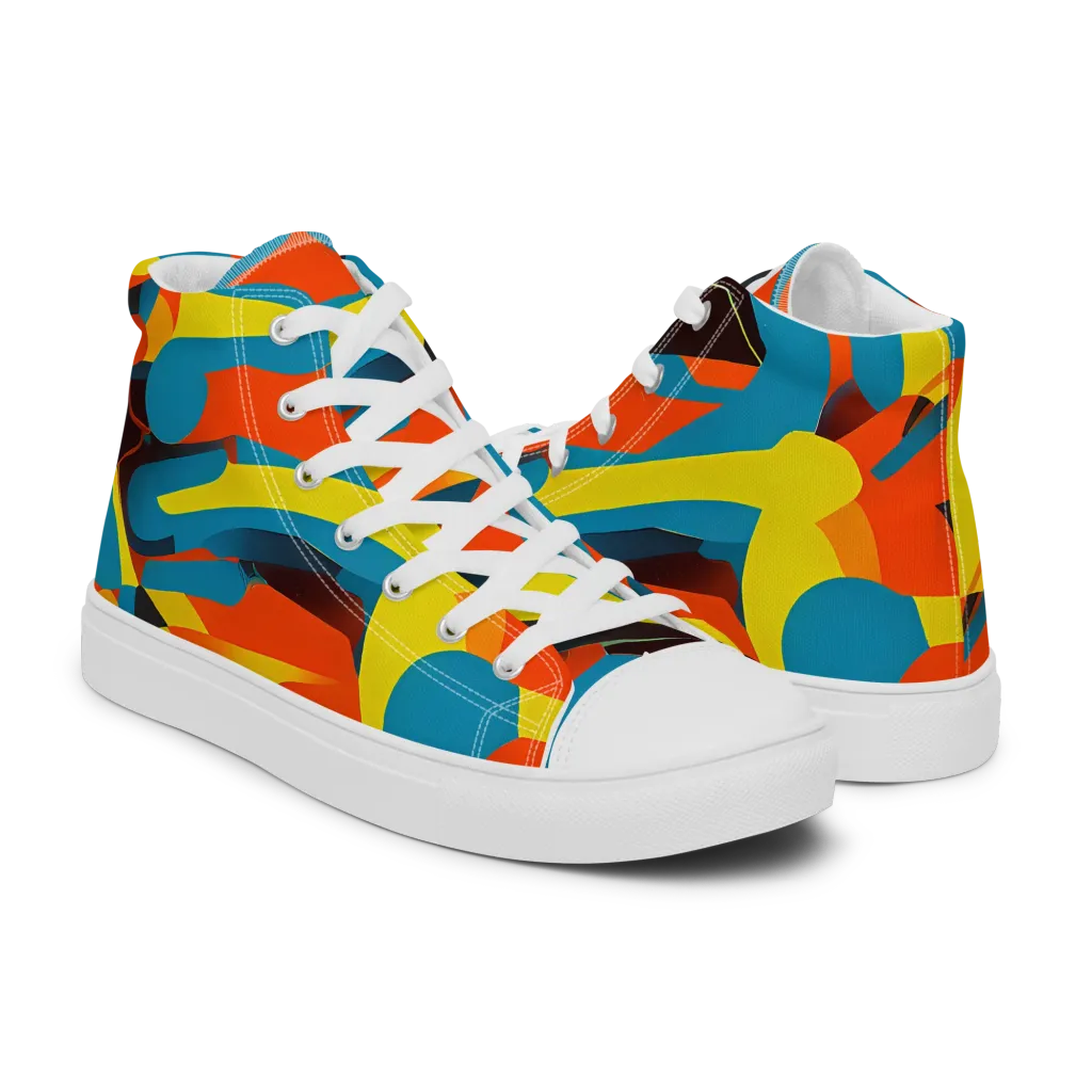 Fragmented Rhapsody on Men's High Top Canvas Shoes — Right