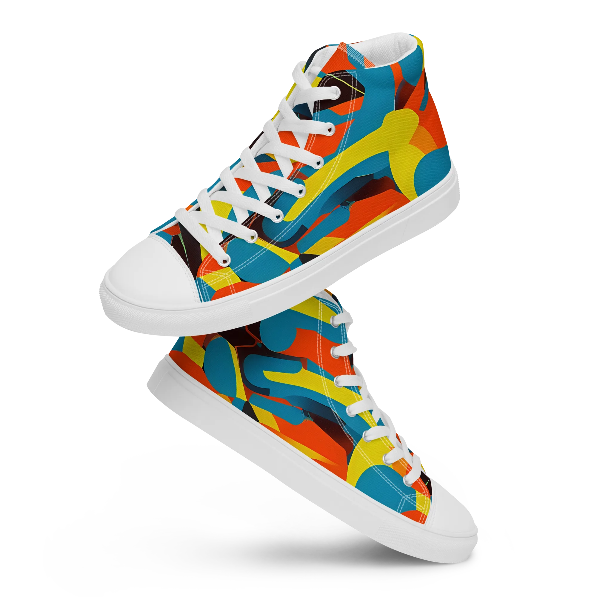 Fragmented Rhapsody on Men's High Top Canvas Shoes — Front