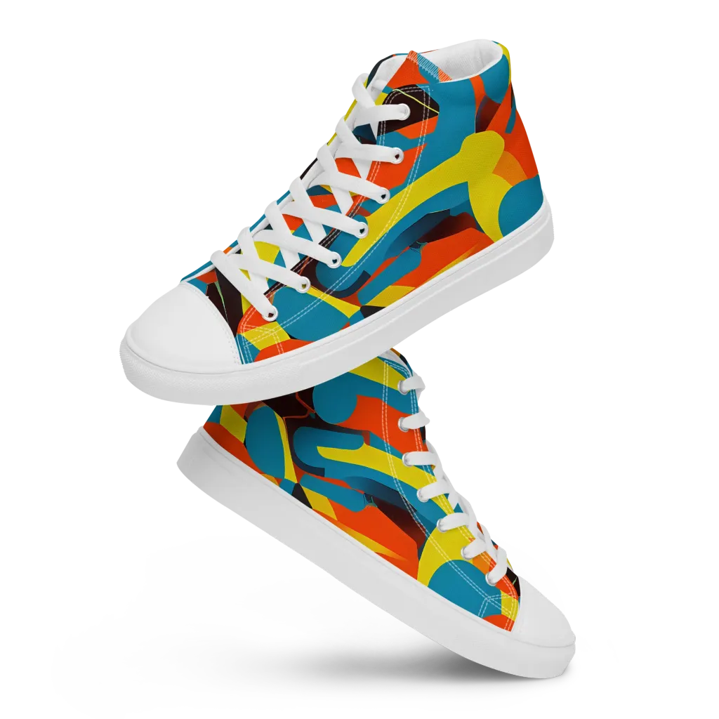 Fragmented Rhapsody on Men's High Top Canvas Shoes — Front