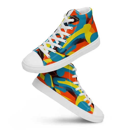 Fragmented Rhapsody on a Men's High Top Canvas Shoes