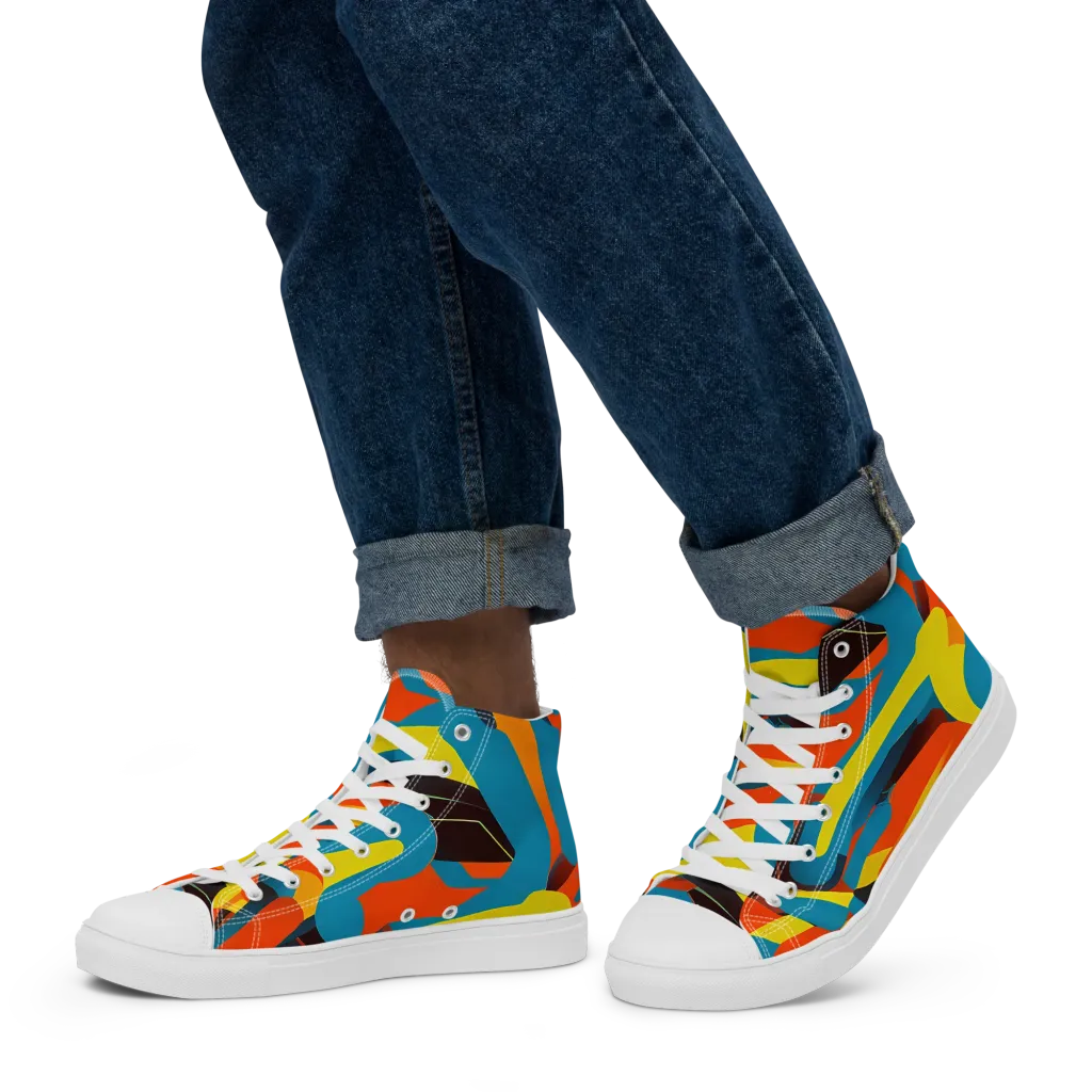 Fragmented Rhapsody on Men's High Top Canvas Shoes — Left