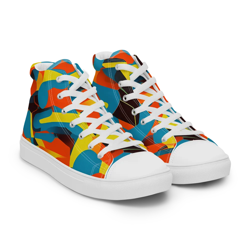 Fragmented Rhapsody on Women's High Top Canvas Shoes — Right Front