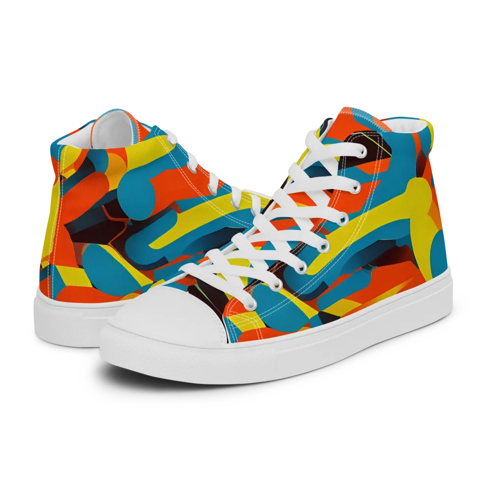 Fragmented Rhapsody on Women's High Top Canvas Shoes — Left