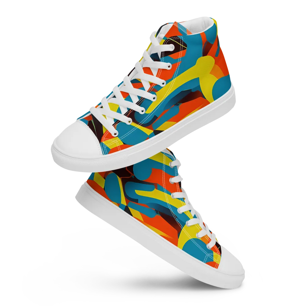 Fragmented Rhapsody on Women's High Top Canvas Shoes — Front